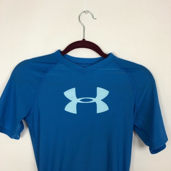 UNDER ARMOUR Short Sleeve Blue Compression Top M - Picture 2 of 8